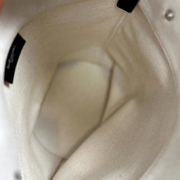 SAINT LAURENT Rive Gauche Bucket Bag in White Linen - Picture 13 of 17